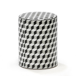 TABURETE 33x33x43 CERAMICA BLANCO/NEGRO/GRIS
