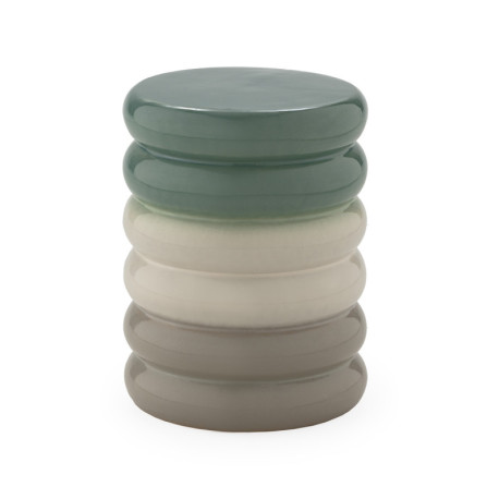 TABURETE 33x33x44 CERAMICA VERDE/BLANCO/GRIS