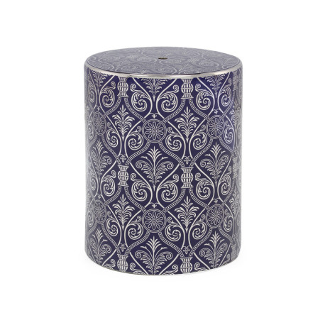 TABURETE 33x33x45 CERAMICA PLATEADO/AZUL