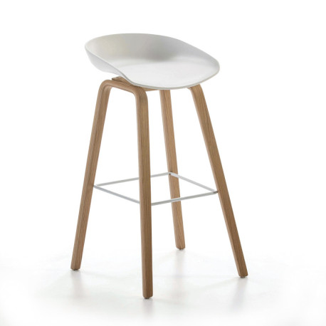 TABURETE 50x46x83 MADERA/METAL/ACRILICO BLANCO