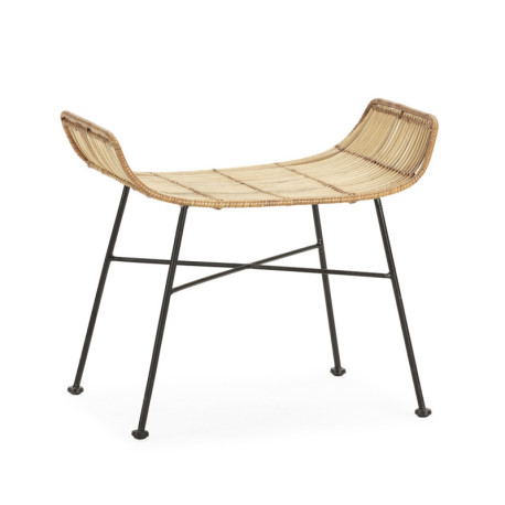 TABURETE 61x41x52 METAL NEGRO/MIMBRE NATURAL