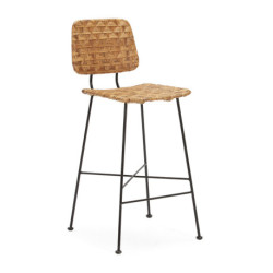 TABURETE ALTO 46,5x47x98 METAL NEGRO/MIMBRE NATURAL