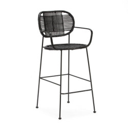 TABURETE ALTO 51x51x102 METAL NEGRO/MIMBRE NEGRO