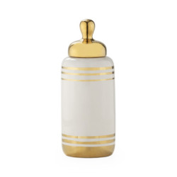 TIBOR 12x12x30 CERAMICA BLANCO/DORADO