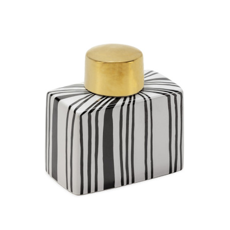 TIBOR 13x7x14 CERAMICA BLANCO/DORADO/NEGRO