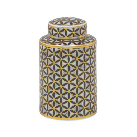 TIBOR 18x18x30 CERAMICA BLANCO/GRIS/DORADO