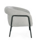 SILLON TAPIZADO POLIESTER GRIS CLARO PATAS METAL