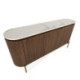 APARADOR 180x45x85 MADERA NATURAL/MARMOL BLANCO/METAL DORADO