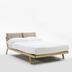 CAMA 150x227x90 MADERA FRESNO/TELA BEIG