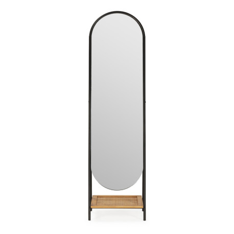 ESPEJO 48x50x171,5 METAL NEGRO/MADERA NATURAL/