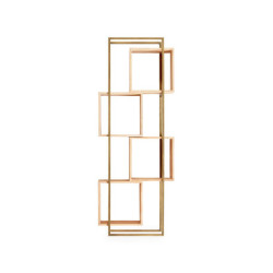 ESTANTERIA 48x20x125 METAL DORADO/MADERA NATURAL