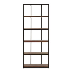 ESTANTERIA 80x38x200 MADERA NOGAL/METAL NEGRO MATE