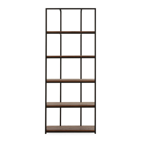 ESTANTERIA 80x38x200 MADERA NOGAL/METAL NEGRO MATE