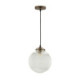 LAMPARA DE TECHO 25x25x25/190 METAL LATON ENVEJECIDO/CABLE TEXTIL NEGRO/CRISTAL TEXTURIZADO