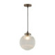 LAMPARA DE TECHO 25x25x25/190 METAL LATON ENVEJECIDO/CABLE TEXTIL NEGRO/CRISTAL TEXTURIZADO