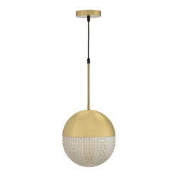 LAMPARA DE TECHO 25x25x54/190 METAL DORADO/CRISTAL AMBAR