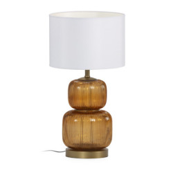 LAMPARA SOBREMESA 20x20x41,5 CRISTAL AMBAR/METAL DORADO