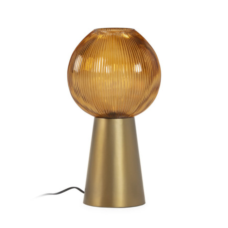 LAMPARA SOBREMESA 23x23x43,5 METAL DORADO/CRISTAL AMBAR
