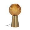 LAMPARA SOBREMESA 23x23x43,5 METAL DORADO/CRISTAL AMBAR