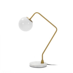 LAMPARA SOBREMESA 40x21x57 CRISTAL BLANCO/MARMOL BLANCO/METAL DORADO