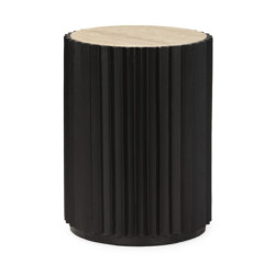 MESA AUXILIAR 40x40x53 MADERA NEGRO/MARMOL TRAVENTINO
