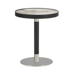 MESA AUXILIAR 45x45x55 PIEDRA BLANCO/METAL GRIS/ACERO INOXIDABLE