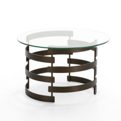 MESA DE CENTRO 76x76x46 CRISTAL/METAL DORADO ANTIQUE