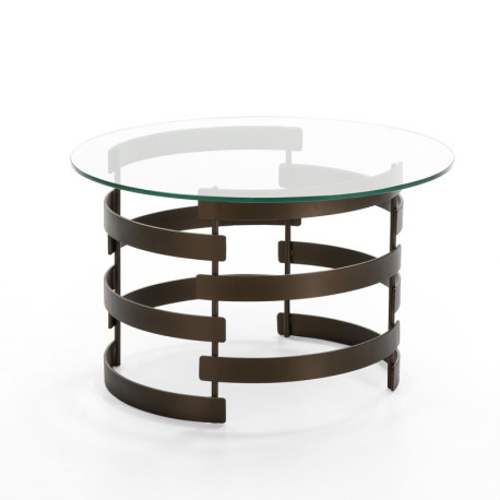 MESA DE CENTRO 76x76x46 CRISTAL/METAL DORADO ANTIQUE