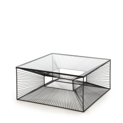 MESA DE CENTRO 80x80x38 CRISTAL/METAL NEGRO