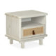 MESITA DE NOCHE 47x47x62 MADERA BLANCO LAVADO/METAL DORADO/RATAN NATURAL
