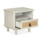 MESITA DE NOCHE 47x47x62 MADERA BLANCO LAVADO/METAL DORADO/RATAN NATURAL