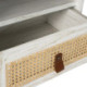 MESITA DE NOCHE 47x47x62 MADERA BLANCO LAVADO/METAL DORADO/RATAN NATURAL