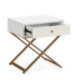 MESITA DE NOCHE 50x40x55 MADERA BLANCO/METAL DORADO