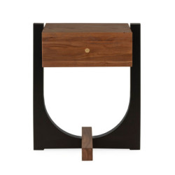 MESITA DE NOCHE 51x45x61 MADERA NOGAL/METAL NEGRO MATE/DORADO