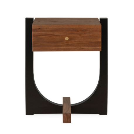 MESITA DE NOCHE 51x45x61 MADERA NOGAL/METAL NEGRO MATE/DORADO