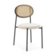 SILLA 44x53x83 METAL NEGRO/RATAN NATURAL/TELA YB331-1 BLANCO
