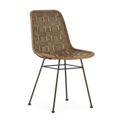 SILLA 54,50x43,50x81 METAL NEGRO/MIMBRE GRIS LAVADO/NATURAL