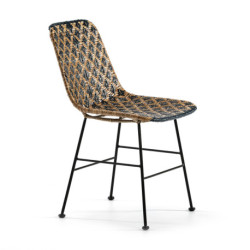 SILLA 58x44x79 METAL NEGRO/MIMBRE AZUL OSCURO/NATURAL