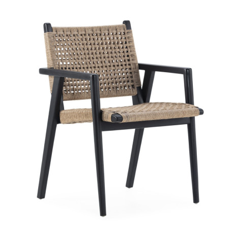 SILLA 58x61x84 MADERA DE TECA NEGRO/FIBRA SINTETICA NATURAL