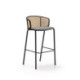 TABURETE 51x49x95 METAL NEGRO/RATAN NATURAL/P.PIEL GRIS