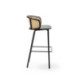 TABURETE 51x49x95 METAL NEGRO/RATAN NATURAL/P.PIEL GRIS