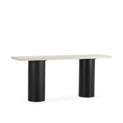 CONSOLA 180x45x76 MADERA NEGRO/MARMOL TRAVENTINO