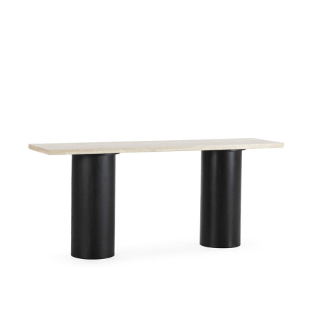 CONSOLA 180x45x76 MADERA NEGRO/MARMOL TRAVENTINO