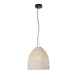 LAMPARA DE TECHO 35x35x35 RATAN BLANCO