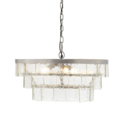 LAMPARA DE TECHO 61x43x32/140 METAL PLATEADO/CRISTAL FUNDIDO