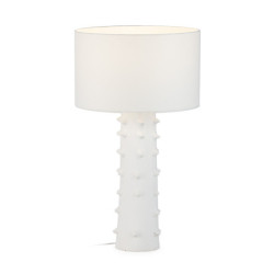 LAMPARA SOBREMESA 24x24x60 ARCILLA BLANCO/METAL CROMO/ SIN PANTALLA