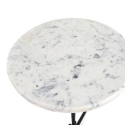 MESA AUXILIAR 46x46x58 MARMOL BLANCO/METAL NEGRO