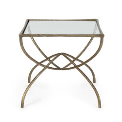 MESA AUXILIAR 63x63x58 METAL/CRISTAL DORADO ANTIQUE