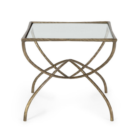 MESA AUXILIAR 63x63x58 METAL/CRISTAL DORADO ANTIQUE