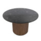 MESA COMEDOR 120x120x76 MADERA OLMO NOGAL/METAL NEGRO MATE/MARMOL RECONSTRUIDO NEGRO MARQUINA